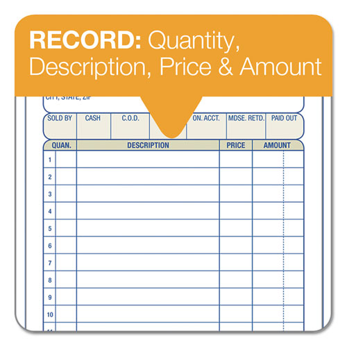 Picture of 3-Part Sales Book, Three-Part Carbonless, 3.25 x 7.13, 50 Forms Total