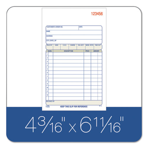 Picture of Sales/Order Book, Three-Part Carbonless, 4.19 x 6.69, 50 Forms Total