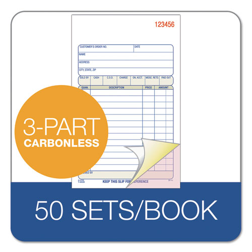 Picture of Sales/Order Book, Three-Part Carbonless, 4.19 x 6.69, 50 Forms Total