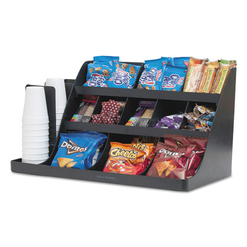 Picture of Extra Large Coffee Condiment and Accessory Organizer, 14 Compartment, 24 x 11.8 x 12.5, Black