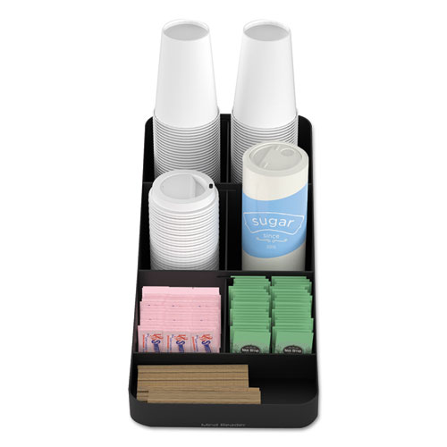 Picture of Trove Seven-Compartment Coffee Condiment Organizer, 7.75 x 16 x 5.25, Black