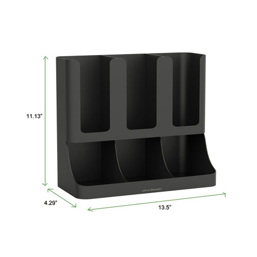 Picture of Flume Six-Section Upright Coffee Condiment/Cup Organizer, 11.5 x 6.5 x 15, Black