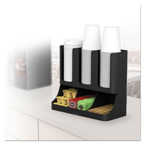 Picture of Flume Six-Section Upright Coffee Condiment/Cup Organizer, 11.5 x 6.5 x 15, Black