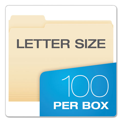 Picture of SmartShield Top Tab File Folders, 1/3-Cut Tabs: Assorted, Letter Size, Manila, 100/Box