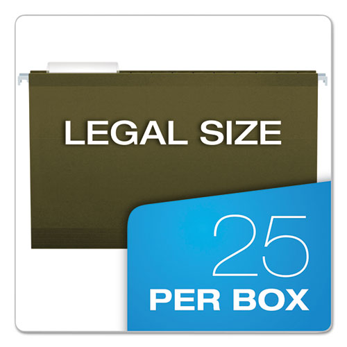 Picture of Reinforced Hanging File Folders with Printable Tab Inserts, Legal Size, 1/3-Cut Tabs, Standard Green, 25/Box