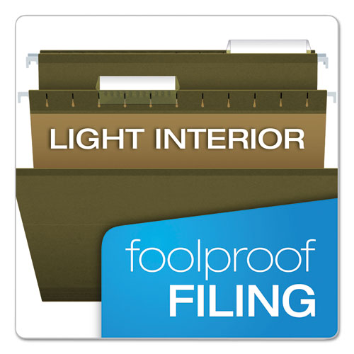 Picture of Reinforced Hanging File Folders with Printable Tab Inserts, Legal Size, 1/3-Cut Tabs, Standard Green, 25/Box