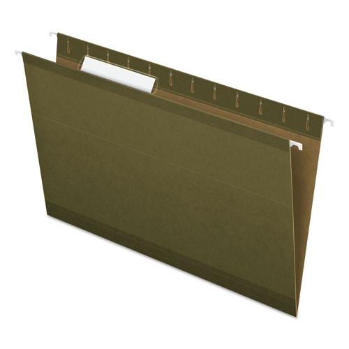 Picture of Reinforced Hanging File Folders with Printable Tab Inserts, Legal Size, 1/3-Cut Tabs, Standard Green, 25/Box