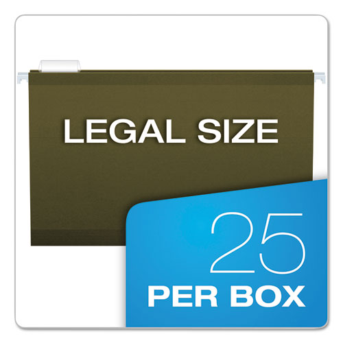 Picture of Reinforced Hanging File Folders with Printable Tab Inserts, Legal Size, 1/5-Cut Tabs, Standard Green, 25/Box