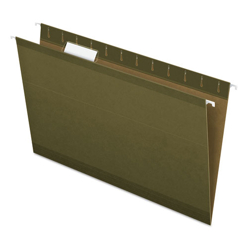 Picture of Reinforced Hanging File Folders with Printable Tab Inserts, Legal Size, 1/5-Cut Tabs, Standard Green, 25/Box