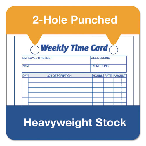 Picture of Weekly Employee Time Cards, One Side, 4.25 x 6.75, 100/Pack