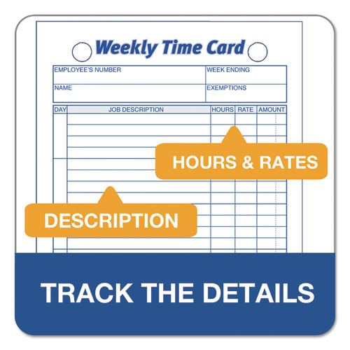 Picture of Weekly Employee Time Cards, One Side, 4.25 x 6.75, 100/Pack