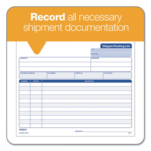 Picture of Triplicate Snap-Off Shipper/Packing List, Three-Part Carbonless, 8.5 x 7, 50 Forms Total