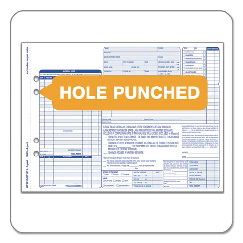 Picture of Auto Repair Four-Part Order Form, Four-Part Carbonless, 11 x 8.5, 50 Forms Total