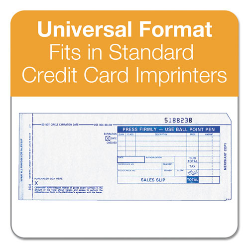 Picture of Credit Card Sales Slip, Three-Part Carbonless, 7.78 x 3.25, 100 Forms Total