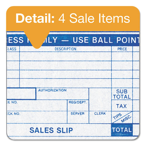 Picture of Credit Card Sales Slip, Three-Part Carbonless, 7.78 x 3.25, 100 Forms Total