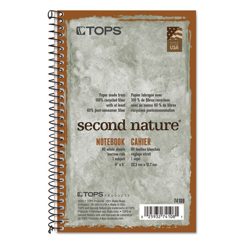 Second+Nature+Single+Subject+Wirebound+Notebooks%2C+Narrow+Rule%2C+Green+Cover%2C+%2880%29+8+x+5+Sheets