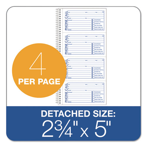 Picture of Second Nature Phone Call Book, Two-Part Carbonless, 5 x 2.75, 4 Forms/Sheet, 400 Forms Total