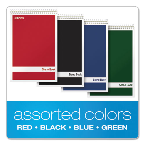 Picture of Steno Pad, Gregg Rule, Assorted Cover Colors, 80 Green-Tint 6 x 9 Sheets, 4/Pack