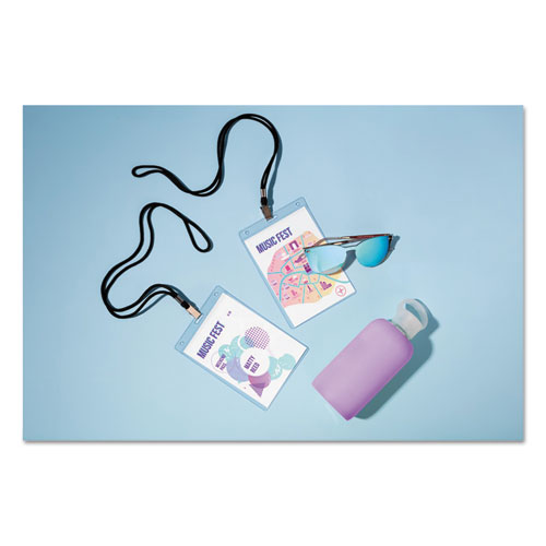 Picture of Lanyard-Style Badge Holder w/Laser/Inkjet Inserts, Top Load, 4.25 x 6, WE, 75/PK