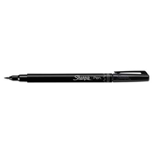Picture of Brush Tip Pens, Fine Brush Tip, Black, Dozen