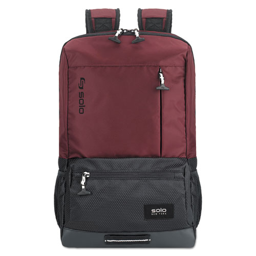 Picture of Draft Backpack, Fits Devices Up to 15.6", Nylon, 6.25 x 18.12 x 18.12, Burgundy