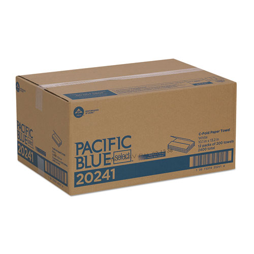 Picture of Pacific Blue Select C-Fold Paper Towel, 1-Ply, 10.1 x 10.1, White, 200/Pack, 12 Packs/Carton