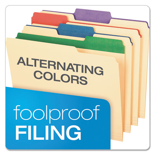 Picture of Color Tab File Folders, 1/3-Cut Tabs: Assorted, Letter Size, 0.75" Expansion, Manila, 50/Box