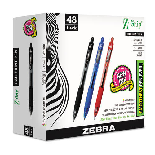 Z-Grip+Ballpoint+Pen%2C+Retractable%2C+Medium+1+Mm%2C+Assorted+Ink+And+Barrel+Colors%2C+48%2Fpack