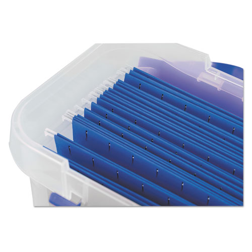 Picture of Heavy-Duty Portable File Box, Letter Files, 14.25" x 8.63" x 11.06", Clear/Blue