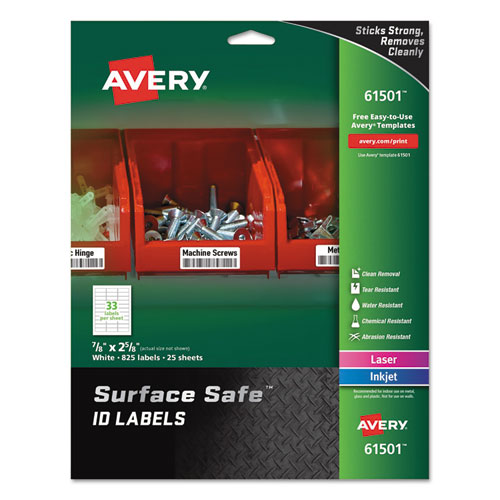 Surface+Safe+Id+Labels%2C+Inkjet%2Flaser+Printers%2C+0.88+X+2.63%2C+White%2C+33%2Fsheet%2C+25+Sheets%2Fpack