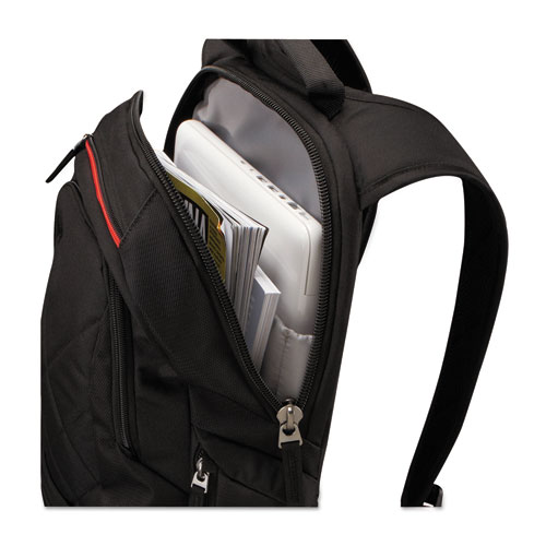 Picture of Diamond Backpack, Fits Devices Up to 14.1", Polyester, 6.3 x 13.4 x 17.3, Black