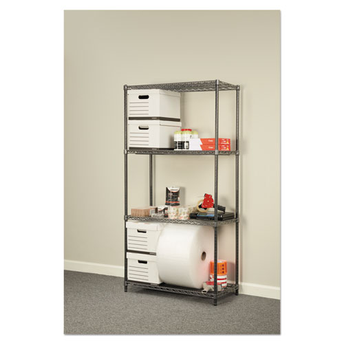 Picture of Wire Shelving Starter Kit, Four-Shelf, 36w x 18d x 72h, Black Anthracite