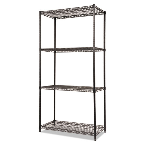 Picture of NSF Certified Industrial Four-Shelf Wire Shelving Kit, 36w x 18d x 72h, Black