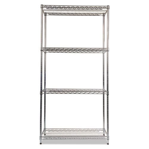 Picture of NSF Certified Industrial Four-Shelf Wire Shelving Kit, 36w x 18d x 72h, Silver