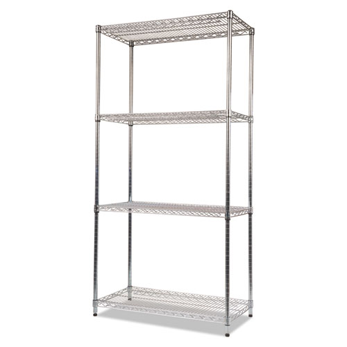 Picture of NSF Certified Industrial Four-Shelf Wire Shelving Kit, 36w x 18d x 72h, Silver