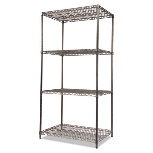 Picture of Wire Shelving Starter Kit, Four-Shelf, 36w x 24d x 72h, Black Anthracite