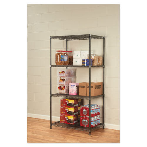 Picture of Wire Shelving Starter Kit, Four-Shelf, 36w x 24d x 72h, Black Anthracite