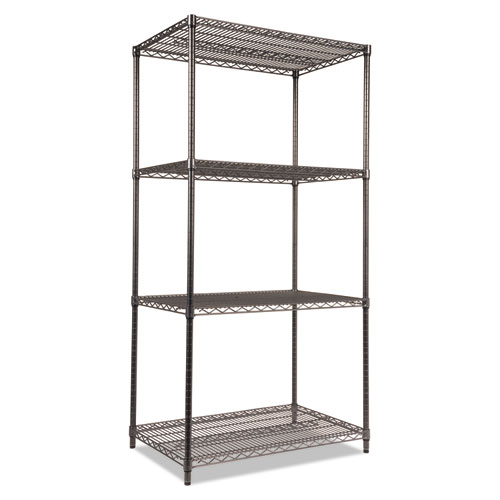 Picture of Wire Shelving Starter Kit, Four-Shelf, 36w x 24d x 72h, Black Anthracite