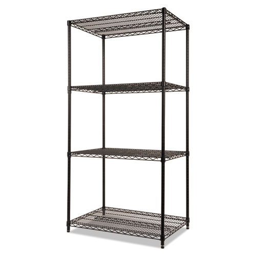 Picture of NSF Certified Industrial Four-Shelf Wire Shelving Kit, 36w x 24d x 72h, Black