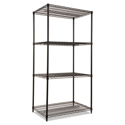Picture of NSF Certified Industrial Four-Shelf Wire Shelving Kit, 36w x 24d x 72h, Black