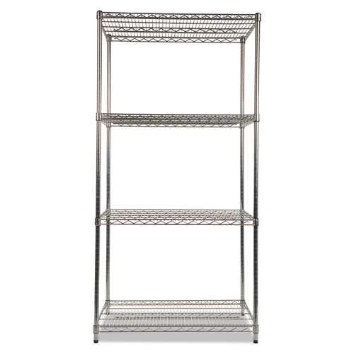 Picture of NSF Certified Industrial Four-Shelf Wire Shelving Kit, 36w x 24d x 72h, Silver