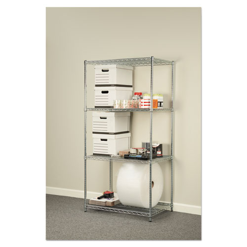 Picture of NSF Certified Industrial Four-Shelf Wire Shelving Kit, 36w x 24d x 72h, Silver