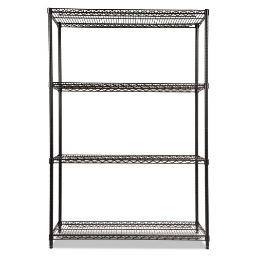 Picture of NSF Certified Industrial Four-Shelf Wire Shelving Kit, 48w x 18d x 72h, Black