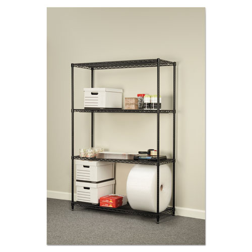 Picture of NSF Certified Industrial Four-Shelf Wire Shelving Kit, 48w x 18d x 72h, Black