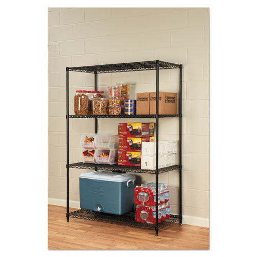 Picture of NSF Certified Industrial Four-Shelf Wire Shelving Kit, 48w x 24d x 72h, Black