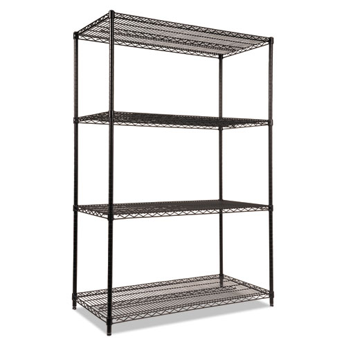 Picture of NSF Certified Industrial Four-Shelf Wire Shelving Kit, 48w x 24d x 72h, Black