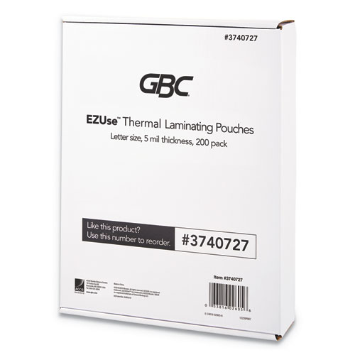 Picture of EZUse Thermal Laminating Pouches, 5 mil, 8.5" x 11", Gloss Clear, 200/Pack