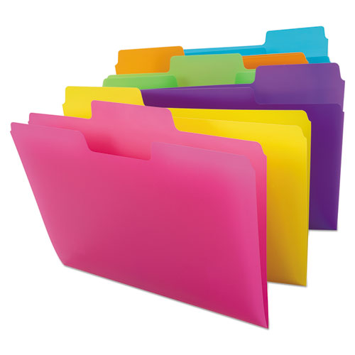 Picture of SuperTab Top Tab File Folders, 1/3-Cut Tabs: Assorted, Letter Size, 0.75" Expansion, Polypropylene, 18/Pack