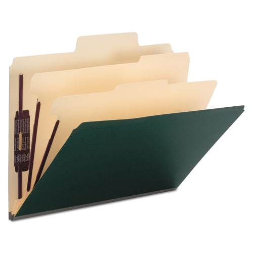 Picture of SuperTab Colored Classification Folders, SafeSHIELD Coated Fastener Technology, 2 Dividers, Letter Size, Dark Green, 10/Box