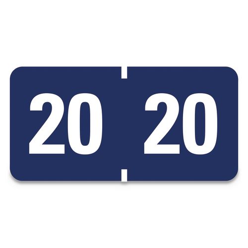 Picture of Yearly End Tab File Folder Labels, 20, 0.75 x 1.5, Dark Blue, 500/Roll